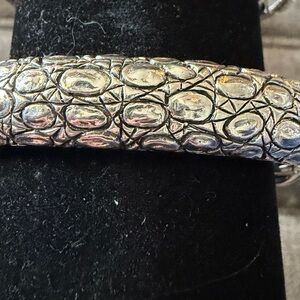 Jai/John Hardy Sterling Textured thick bangle bracelet, 1/2”W, size large.